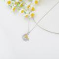 wholesale 925 Sterling Silver Crescent Moon & Sunflowers Pendant Necklace for Women - Mother's Day Gifts-0-2