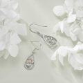 wholesale 925 Sterling Silver Teardrop Flower Drop Earrings with Rose Gold Accents for Women-0-2
