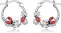 wholesale 925 Sterling Silver Ladybug Daisy Flower Huggie Hoop Earrings  for Women-0-0