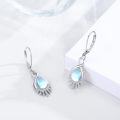 wholesale 925 Sterling Silver Teardrop Moonstone & Opal Drop Earrings w/Feather Design Leverbacks for Women-0-1
