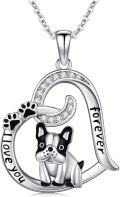 wholesale 925 Sterling Silver Forever Love Dog Paw Print Heart Pendant Necklace for Women-0-0
