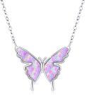 wholesale 925 Sterling Silver & Opal Butterfly Pendant Necklace - 22mm Wide, 18in Chain with 2in Extension, 3.95g - Symbol of Love, Freedom & Happiness-0-0