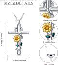 wholesale 925 Sterling Silver Cross & Sunflower Cremation Urn Necklace for Ashes w/Chain & Funnel Kit - Forever in My Heart Keepsake Jewelry Set-0-1