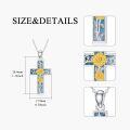 wholesale Sterling Silver Turquoise Cross Birth Flower Necklace 12 Month Pendant for Women Mom-0-9