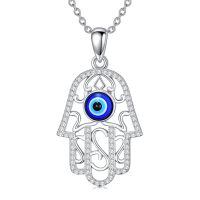 wholesale 925 Sterling Silver Hamsa Hand Evil Eye Pendant Necklace For Women Fashion Jewelry-Evil Eys