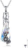 wholesale 925 Sterling Silver Crystal Sunflower Butterfly Cremation Jewelry Keepsake Pendant Necklace with Funnel and Fill Tool for Ashes Memorial Gifts-0-0