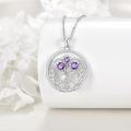 wholesale 925 Sterling Silver Purple Crystal Thistle Flower Circle Pendant Necklace for Women Mother's Day Gifts-0-1