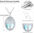 wholesale 925 Sterling Silver Blue Moonstone Tree of Life Lotus Vine Locket Shell Pendant Necklace-0-5