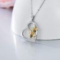wholesale 925 Sterling Silver Heart-Shaped Bee Cubic Zirconia Pendant Necklace for Women Mom Birthday Graduation Gift-0-1