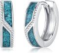 wholesale 925 Sterling Silver Turquoise Stone Viking Celtic Hoop Earrings 14x8 mm Hypoallergenic s for Women Men-0-0