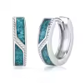 wholesale 925 Sterling Silver Turquoise Stone Viking Celtic Hoop Earrings 14x8 mm Hypoallergenic s for Women Men-0-0