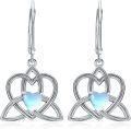 wholesale Celtic Knot Earrings For Women Sterling Silver Irish Celtic Knot Dangle Earrings Moonstone Earrings Love Dangle Heart Earrings Celtic Jewelry For Women Christmas Birthday Valentine's Day Anniversary Mothers Day -0-0
