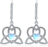wholesale Celtic Knot Earrings For Women Sterling Silver Irish Celtic Knot Dangle Earrings Moonstone Earrings Love Dangle Heart Earrings Celtic Jewelry For Women Christmas Birthday Valentine's Day Anniversary Mothers Day -undefined