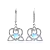 TOUPOP Sterling Silver Moonstone Celtic Knot Heart Dangle Earrings-undefined