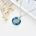 wholesale 925 Sterling Silver Blue Crystal Round Pendant Necklace with Frog Design-0-3