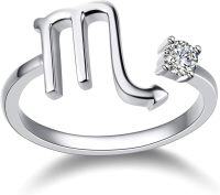 wholesale 925 Sterling Silver Zodiac Rings 12 Constellation Adjustable Jewelry Gift for Women-Scorpio