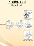 wholesale 925 Sterling Silver Heart-Shaped Dog Stud Earrings with Cubic Zirconia - Gift for Dog Moms and Pet Lovers-0-11