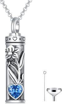 wholesale 925 Sterling Silver Birthstone Floral Bar Urn Necklace for Ashes  Char-12-December-Narcissus