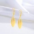 wholesale 925 Sterling Silver Gold Plated Hollow Weave Oval Drop Earrings-0-3