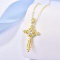 wholesale Gold 925 Sterling Silver Cubic Zirconia Cross Pendant Necklace for Women Mom Faith Gift-0-1