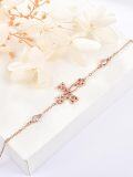 wholesale Rose Gold 925 Sterling Silver Cross Celtic Knot Adjustable Bracelet Christian Irish  for Women-0-1