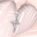 wholesale 925 Sterling Silver Cubic Zirconia Cross Pendant Necklace for Women-0-3
