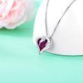 wholesale 925 Sterling Silver Green Crystal Horse Head Heart Pendant Necklace for Women and Girls-0-7