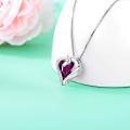 wholesale 925 Sterling Silver Green Crystal Horse Head Heart Pendant Necklace for Women and Girls-0-7