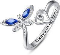 wholesale 925 Sterling Silver Dragonfly Rings Adjustable Thumb Rings Jewelry Gifts for Women-B-Dragonfly