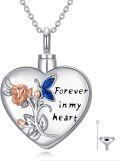 wholesale 925 Sterling Silver Heart Cremation Jewelry Pendant Forever in My Heart Keepsake Memorial Necklace w/Funnel Fillers-0-0