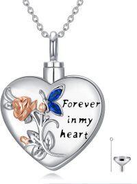 wholesale 925 Sterling Silver Heart Cremation Jewelry Pendant Forever in My Heart Keepsake Memorial Necklace w/Funnel Fillers-Butterfly-Urn