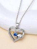 wholesale 925 Sterling Silver Heart-Shaped Pendant with Blue Crystal and Gold Butterfly Charm Necklace for Women Girls' s-0-3
