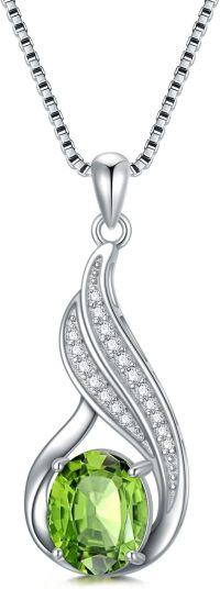 wholesale Sterling Silver Gemstone Birthstone Infinity Pendant Necklace-created peridot