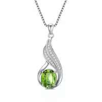 wholesale 925 Sterling Silver Gemstone Birthstone Infinity Pendant Necklace-created peridot