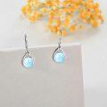 wholesale 925 Sterling Silver Larimar Small Round Stone Leverback Earrings Jewelry-0-2