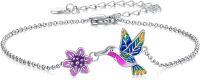 wholesale 925 Sterling Silver Hummingbird & Flower Charm Ankle Anklet for Women Girls -Hummingbird chain anklet
