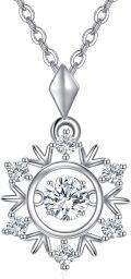 wholesale 925 Sterling Silver Round Cut Cubic Zirconia Snowflake Pendant Necklace for Women-0-0