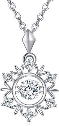 wholesale 925 Sterling Silver Round Cut Cubic Zirconia Snowflake Pendant Necklace for Women-Snowflake Necklace