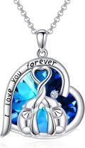 wholesale 925 Sterling Silver Cat Family Love Forever Heart Pendant Necklaces Gifts-0-0