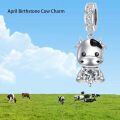 wholesale 925 Sterling Silver Cute Cow Charm With Heart Crystal-0-27