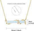 wholesale  Sterling Silver Gold-Plated White Opal Bar Necklace with Branch Design, 30mm Pendant, 18+2 Chain, Hypoallergenic Jewelry Gift for Women-0-2