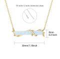 wholesale  Sterling Silver Gold-Plated White Opal Bar Necklace with Branch Design, 30mm Pendant, 18+2 Chain, Hypoallergenic Jewelry Gift for Women-0-2