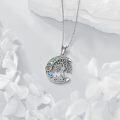 wholesale 925 Sterling Silver Tree of Life Moon Abalone Shell Inlay Necklace Faith Jewelry-0-4