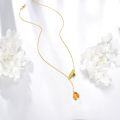 wholesale Gold 925 Sterling Silver Citrine Bee Pendant Lariat Necklace for Women-0-3