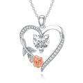 wholesale 925 Sterling Silver Angel Wing & Rose Heart Pendant Necklace for Women-0-0