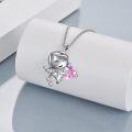 wholesale 925 Sterling Silver Pink CZ Heart Angel Pendant Necklace for Women-0-1