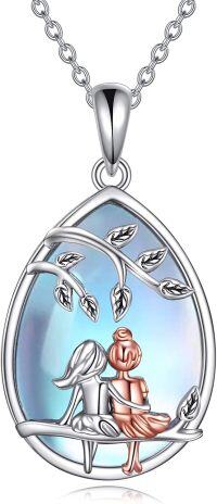 wholesale 925 Sterling Silver & Rose Gold Plated Mother Daughter Tree of Life Pendant Necklace-Sisters-A