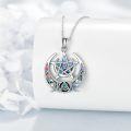 wholesale 925 Sterling Silver Rainbow Moonstone Celtic Knot Pentagram Pendant Necklace for Women Girls-0-2