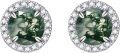wholesale 925 Sterling Silver & Natural Gemstone Sparkle Halo Stud Earrings, 7mm Round CZ Halo, Elegant Gift, Hypoallergenic, 2g-0-0
