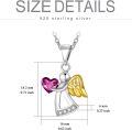 wholesale Sterling Silver Crystal Guardian Angel Necklace Women s Birthday Jewelry Gift-0-9